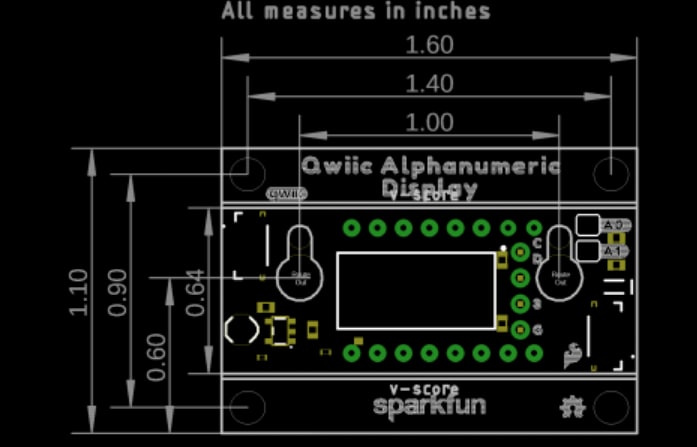Mechanical Drawing - SparkFun KIT-19297 Qwiic Alphanumeric Display Kit